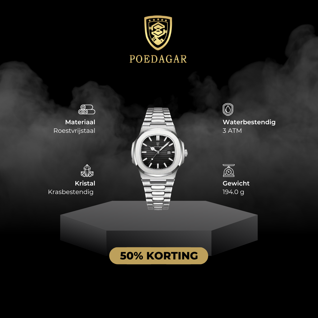 Poedagar™ | Premium polshorloge voor heren | 50% KORTING