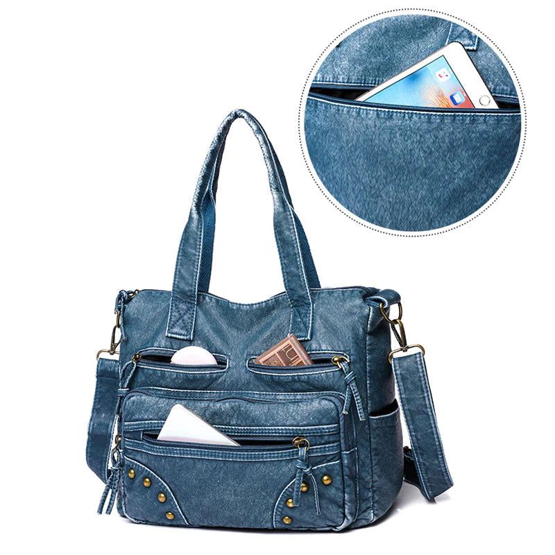 Chic Denim Tote™ | Multifunctionele Handtas voor Stijlvol Comfort (50% KORTING)